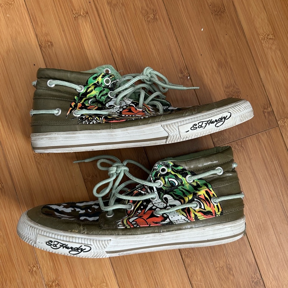 Ed Hardy Tiger Camo High Top Sneakers Size 9